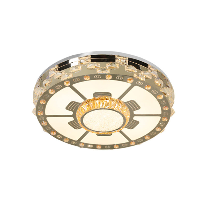 LED Round Ceiling Mount Modern Stainless-Steel Clear Beveled Crystal Blocks Flush Light Fixture Clearhalo 'Ceiling Lights' 'Close To Ceiling Lights' 'Close to ceiling' 'Flush mount' Lighting' 1425674