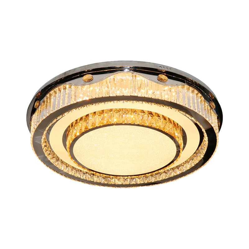 Clear Crystal Blocks Nickel Ceiling Light Circular LED Contemporary Flush Mount Fixture Clearhalo 'Ceiling Lights' 'Close To Ceiling Lights' 'Close to ceiling' 'Flush mount' Lighting' 1425757