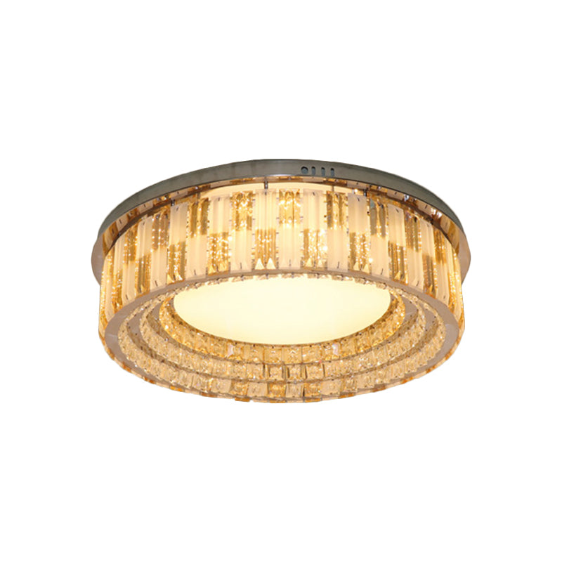 Modern Round Flush Light Fixture Crystal Blocks LED Ceiling Mount in Stainless-Steel, 23.5"/31.5" Width Clearhalo 'Ceiling Lights' 'Close To Ceiling Lights' 'Close to ceiling' 'Flush mount' Lighting' 1425777