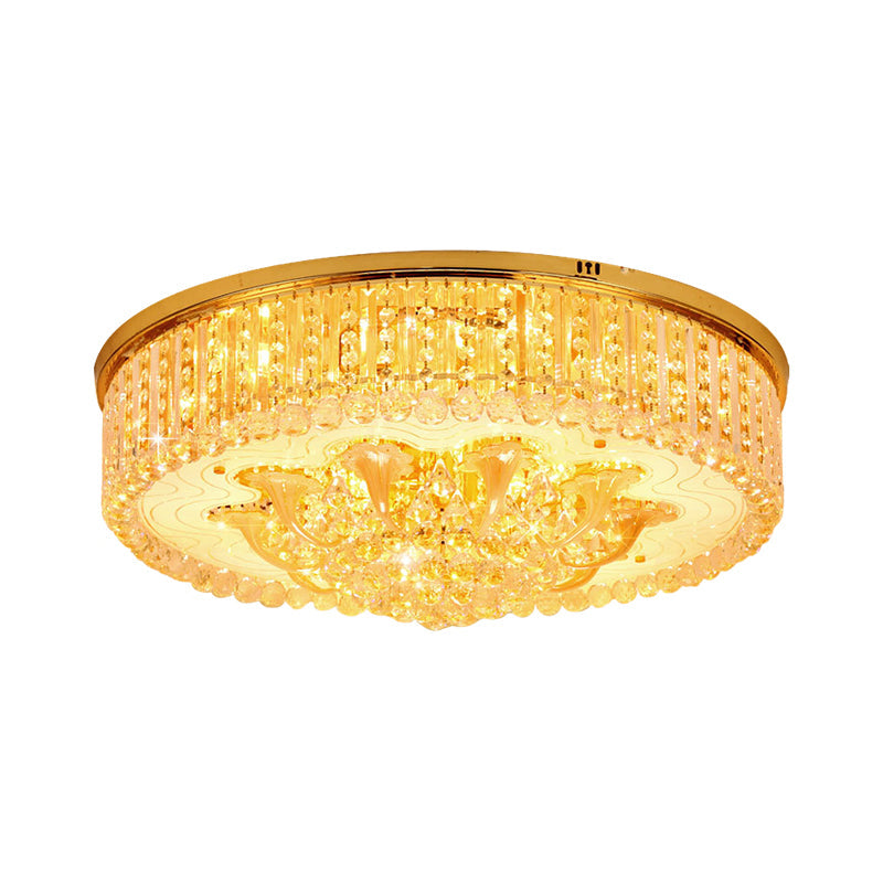 5 Heads Round Flush Light Fixture Modern Gold Clear Beveled Crystal Stands Ceiling Lighting Clearhalo 'Ceiling Lights' 'Close To Ceiling Lights' 'Close to ceiling' 'Flush mount' Lighting' 1425990