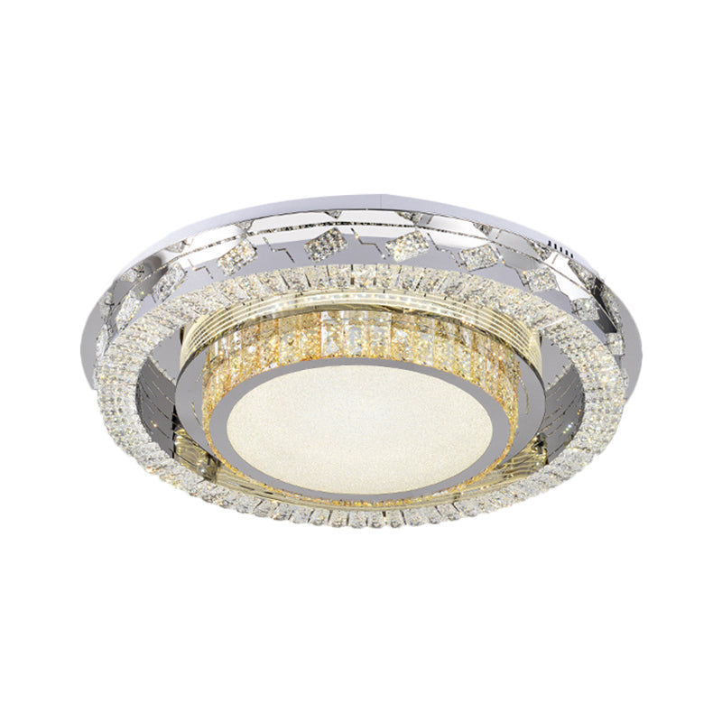 Clear Crystal Blocks LED Flush Mount Contemporary Stainless-Steel Square/Circular Parlor Ceiling Light Fixture Clearhalo 'Ceiling Lights' 'Close To Ceiling Lights' 'Close to ceiling' 'Flush mount' Lighting' 1426383