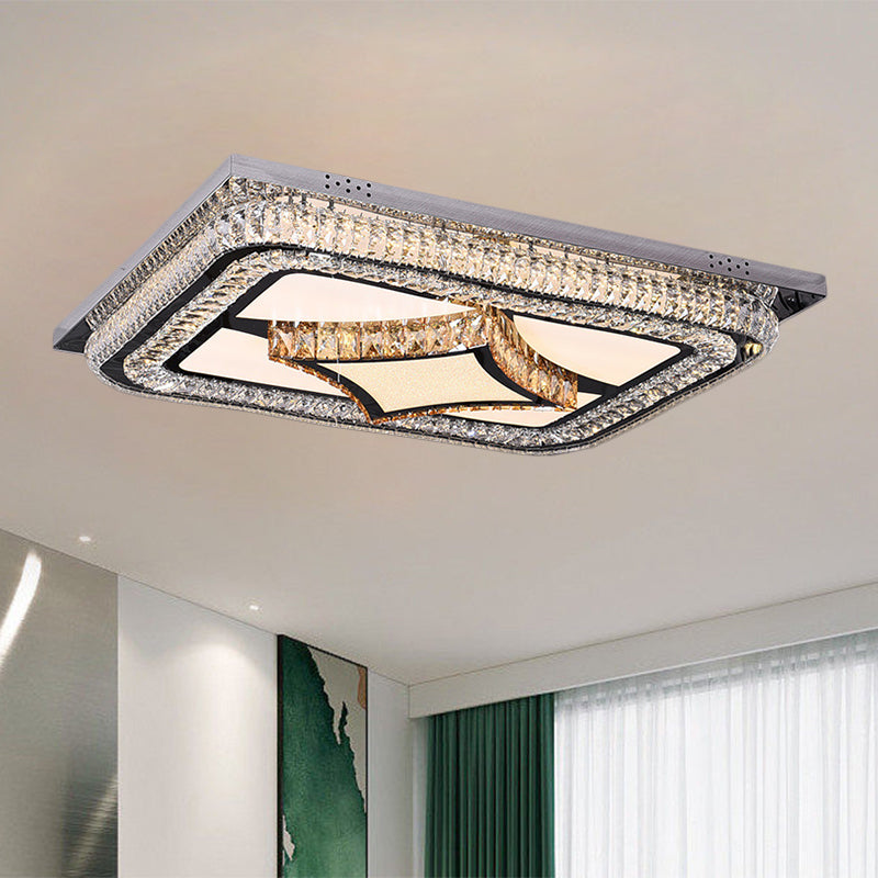 LED Rectangular Flushmount Lighting Modern Stainless-Steel Clear Cut Crystal Blocks Ceiling Fixture Clearhalo 'Ceiling Lights' 'Close To Ceiling Lights' 'Close to ceiling' 'Flush mount' Lighting' 1426429