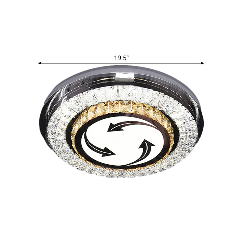 Stainless-Steel LED Flush Mount Modern Clear Rectangular-Cut Crystals Round Ceiling Lamp with Flower/Musical Note/Spiral/Linear Pattern Clearhalo 'Ceiling Lights' 'Close To Ceiling Lights' 'Close to ceiling' 'Flush mount' Lighting' 1426460