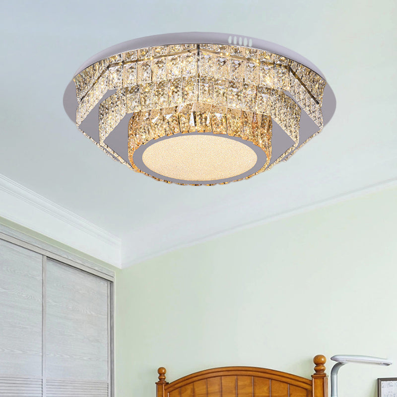 LED Round Ceiling Lamp Modern Stainless-Steel Rectangular-Cut Crystals Flushmount with Flower/Octagon/Oval Design Clearhalo 'Ceiling Lights' 'Close To Ceiling Lights' 'Close to ceiling' 'Flush mount' Lighting' 1426479