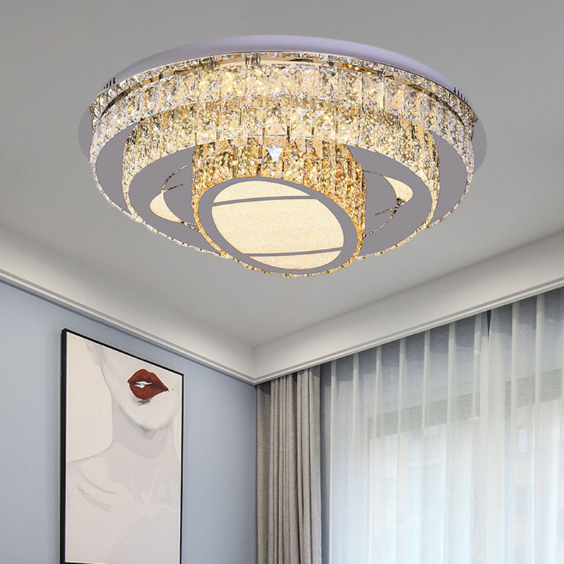 LED Round Ceiling Lamp Modern Stainless-Steel Rectangular-Cut Crystals Flushmount with Flower/Octagon/Oval Design Clearhalo 'Ceiling Lights' 'Close To Ceiling Lights' 'Close to ceiling' 'Flush mount' Lighting' 1426485