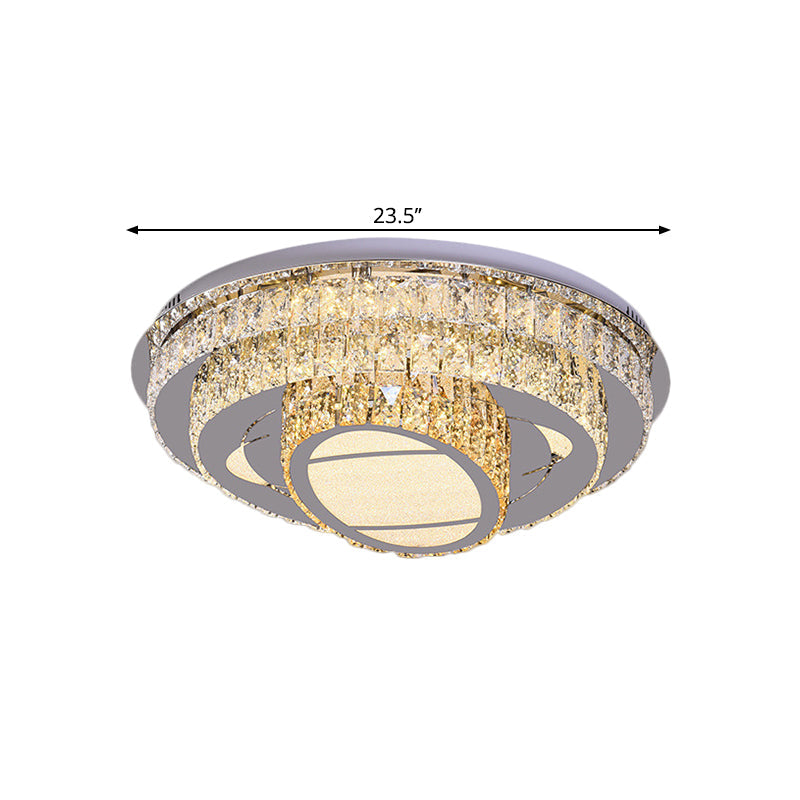 LED Round Ceiling Lamp Modern Stainless-Steel Rectangular-Cut Crystals Flushmount with Flower/Octagon/Oval Design Clearhalo 'Ceiling Lights' 'Close To Ceiling Lights' 'Close to ceiling' 'Flush mount' Lighting' 1426487