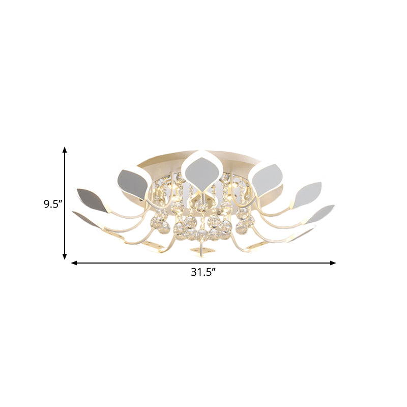 10/12 Heads Parlor Flush Mount Lamp Contemporary Black/White Ceiling Lighting with Raindrop Crystal Shade, Warm/White Light Clearhalo 'Ceiling Lights' 'Close To Ceiling Lights' 'Close to ceiling' 'Flush mount' Lighting' 1427013