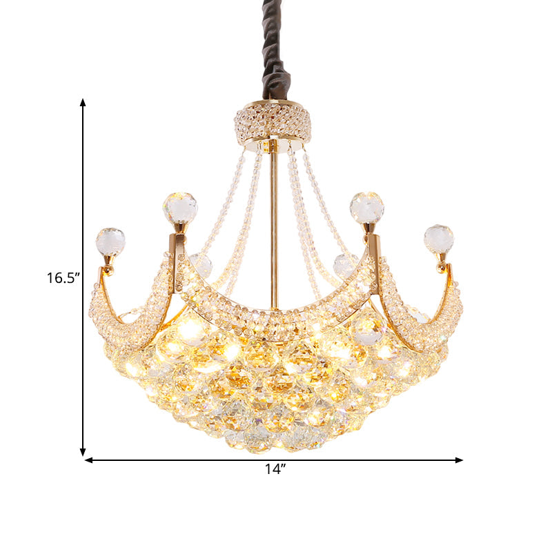 Dome Crystal Balls Chandelier Lighting Contemporary 6-Bulb Gold Ceiling Pendant Lamp Fixture Clearhalo 'Ceiling Lights' 'Chandeliers' 'Modern Chandeliers' 'Modern' Lighting' 1427062