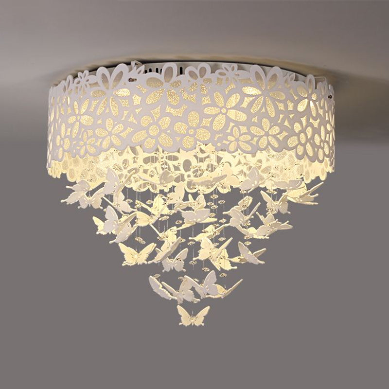 4/8-Light/LED Indoor Flush Light Contemporary White Ceiling Mounted Fixture with Butterfly Shade, 18"/23.5"/12.5" Wide Clearhalo 'Ceiling Lights' 'Close To Ceiling Lights' 'Close to ceiling' 'Flush mount' Lighting' 1427134
