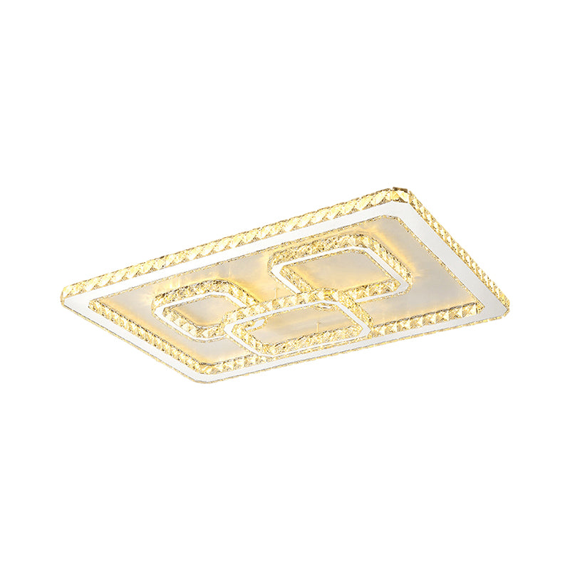 Chrome Square LED Flush Mount Lamp Modern Beveled Glass Close to Ceiling Lamp in Warm/White Light, 16.5"/20.5"/35.5" Wide Clearhalo 'Ceiling Lights' 'Close To Ceiling Lights' 'Close to ceiling' 'Flush mount' Lighting' 1427214