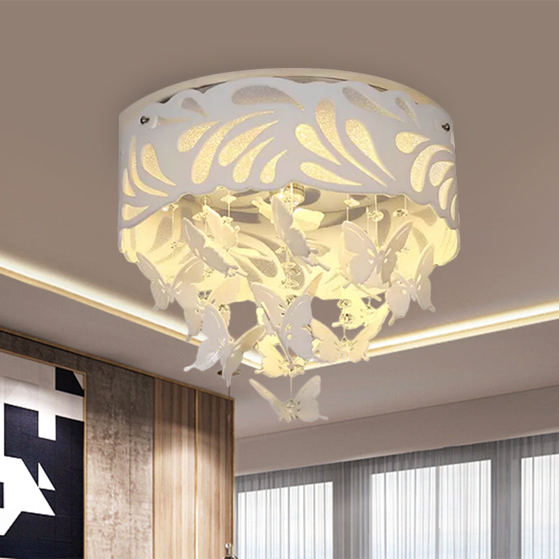 8/12-Head/LED Conical Flush Light Contemporary Crystal Drop Close to Ceiling Lighting in White, 18"/23.5"/12.5" Wide White 12.5" Clearhalo 'Ceiling Lights' 'Close To Ceiling Lights' 'Close to ceiling' 'Flush mount' Lighting' 1427234
