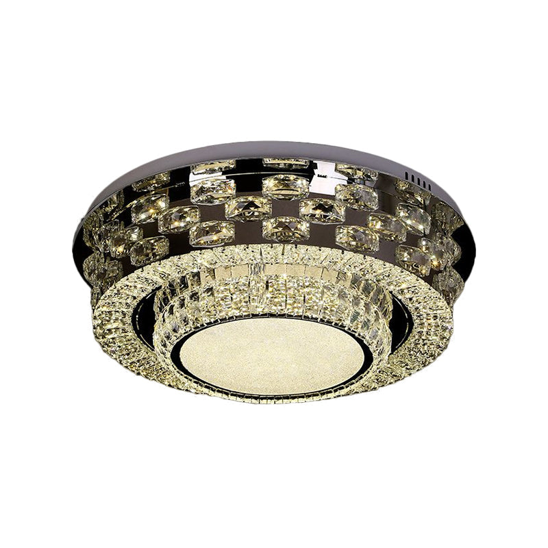 Chrome Round/Square Ceiling Lighting Contemporary Crystal Block LED Flush-Mount Light Fixture Clearhalo 'Ceiling Lights' 'Close To Ceiling Lights' 'Close to ceiling' 'Flush mount' Lighting' 1427402