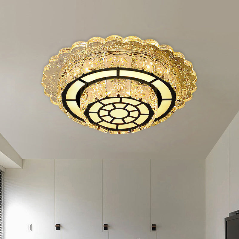 Round/Square Flush Light Fixture Modern Hand-Cut Crystal LED Chrome Ceiling Flush Mount for Balcony Clearhalo 'Ceiling Lights' 'Close To Ceiling Lights' 'Close to ceiling' 'Flush mount' Lighting' 1427422