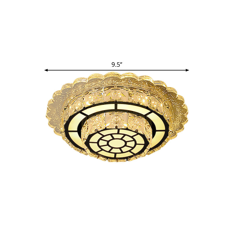 Round/Square Flush Light Fixture Modern Hand-Cut Crystal LED Chrome Ceiling Flush Mount for Balcony Clearhalo 'Ceiling Lights' 'Close To Ceiling Lights' 'Close to ceiling' 'Flush mount' Lighting' 1427424