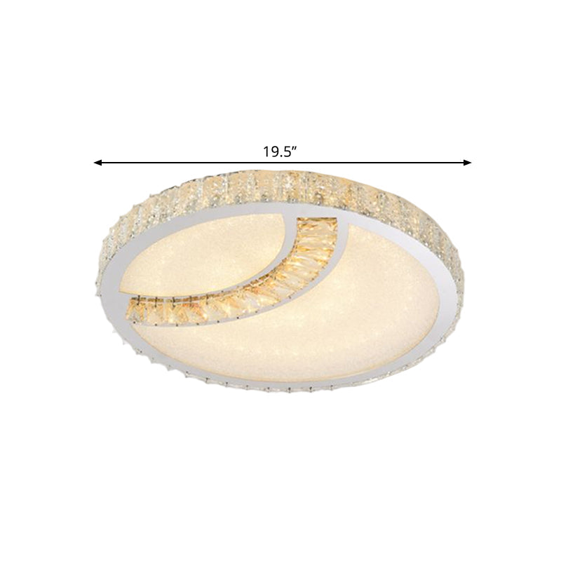 Square/Round LED Ceiling Mounted Light Contemporary Beveled Glass Restaurant Flush Mount Lamp in Chrome Clearhalo 'Ceiling Lights' 'Close To Ceiling Lights' 'Close to ceiling' 'Flush mount' Lighting' 1427433