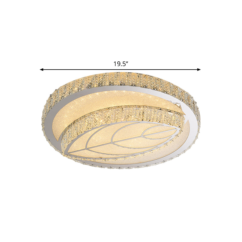 Modern Leave/Circle Flush Light Bevel Cut Glass Sleeping Room LED Ceiling Mounted Fixture in Chrome Clearhalo 'Ceiling Lights' 'Close To Ceiling Lights' 'Close to ceiling' 'Flush mount' Lighting' 1427442