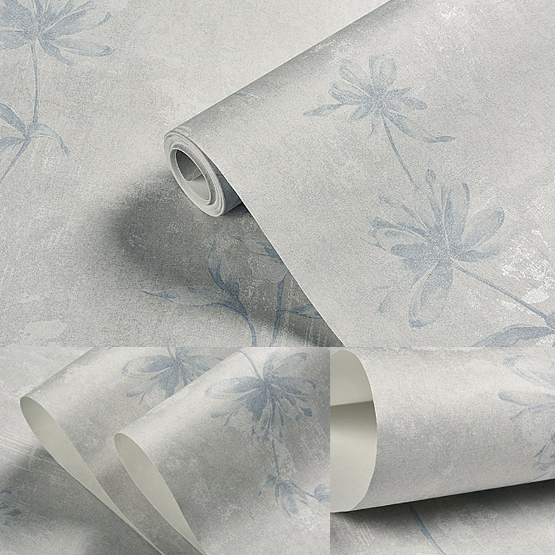 Pastel Color Flower Print Wallpaper Moisture Resistant Rustic Living Room Wall Covering Clearhalo 'Country wall decor' 'Rustic' 'Wallpaper' Wall Decor' 1427480