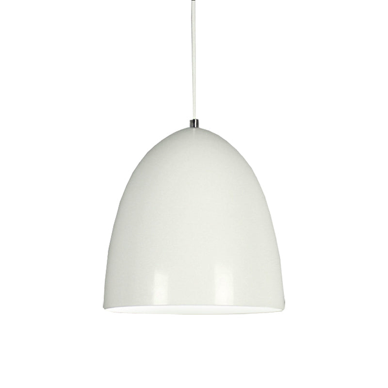 Retro Style Domed Hanging Lamp 10/12 Inch Wide 1 Bulb Metallic Pendant Light Fixture in White/Black for Kitchen Clearhalo 'Ceiling Lights' 'Modern Pendants' 'Modern' 'Pendant Lights' 'Pendants' Lighting' 142798