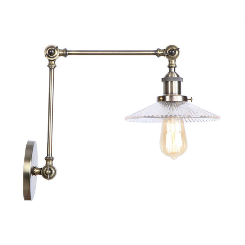 Saucer Living Room Sconce Light Fixture Rustic Style Prismatic Glass 1 Light Black/Silver/Brass Wall Lamp Clearhalo 'Cast Iron' 'Glass' 'Industrial wall lights' 'Industrial' 'Middle century wall lights' 'Modern' 'Tiffany' 'Traditional wall lights' 'Wall Lamps & Sconces' 'Wall Lights' Lighting' 142819