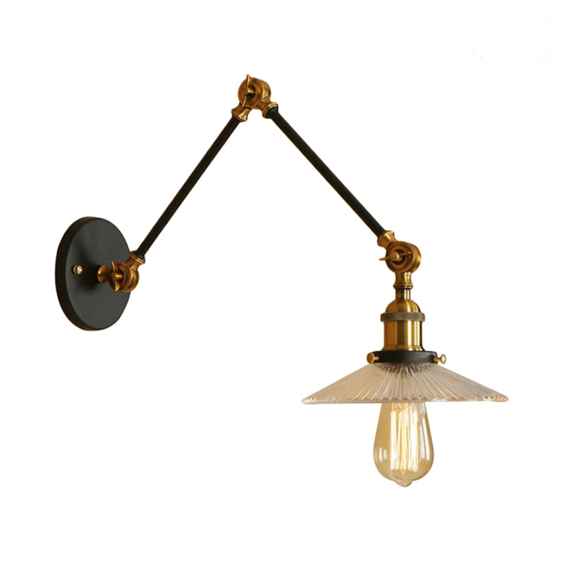 Saucer Living Room Sconce Light Fixture Rustic Style Prismatic Glass 1 Light Black/Silver/Brass Wall Lamp Clearhalo 'Cast Iron' 'Glass' 'Industrial wall lights' 'Industrial' 'Middle century wall lights' 'Modern' 'Tiffany' 'Traditional wall lights' 'Wall Lamps & Sconces' 'Wall Lights' Lighting' 142827