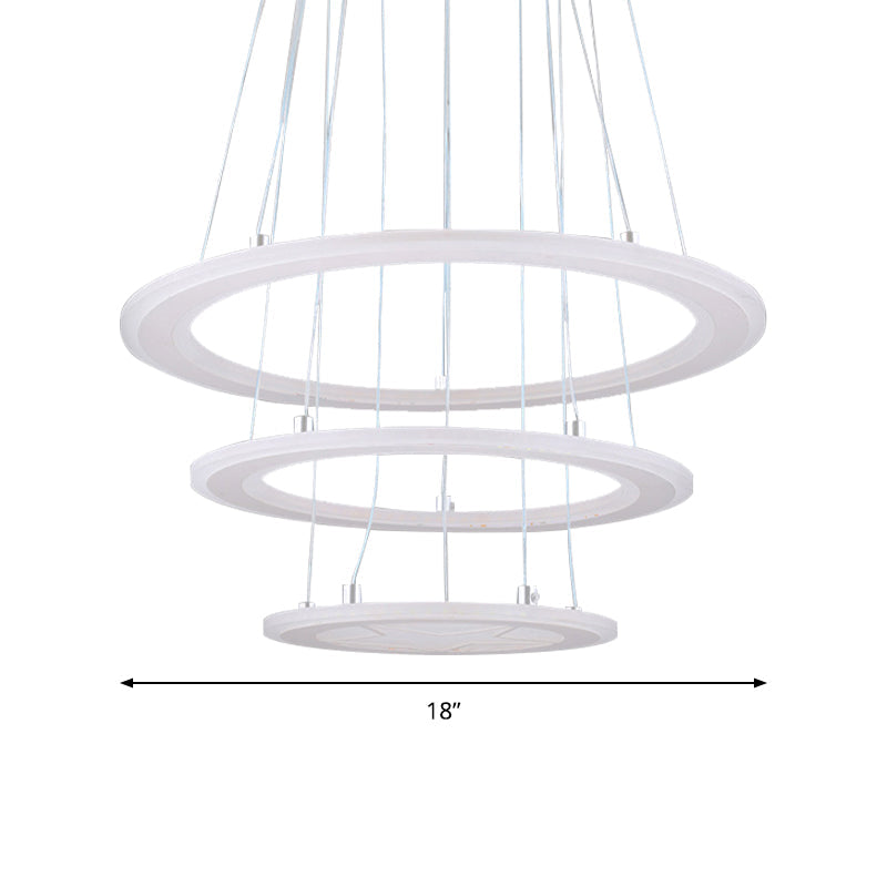 Simple Ring Chandelier Light Acrylic LED 3 Lights Bedroom Ceiling Drop Pendant in Warm/White Light Clearhalo 'Ceiling Lights' 'Chandeliers' 'Modern Chandeliers' 'Modern' Lighting' 142925