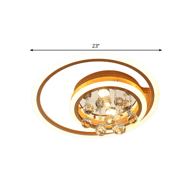 LED Parlor Flush Mount Lamp Modern Gold Close to Ceiling Lighting Fixture with Triangle/Round/Loving Heart Crystal Shade Clearhalo 'Ceiling Lights' 'Close To Ceiling Lights' 'Close to ceiling' 'Flush mount' Lighting' 1431458