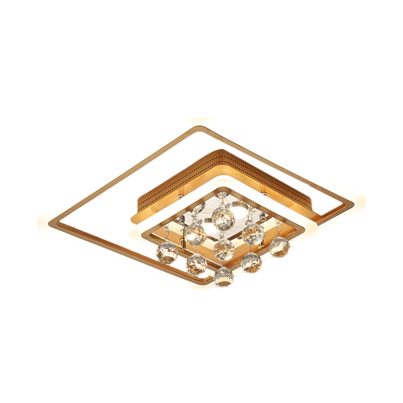 LED Parlor Flush Mount Lamp Modern Gold Close to Ceiling Lighting Fixture with Triangle/Round/Loving Heart Crystal Shade Clearhalo 'Ceiling Lights' 'Close To Ceiling Lights' 'Close to ceiling' 'Flush mount' Lighting' 1431462