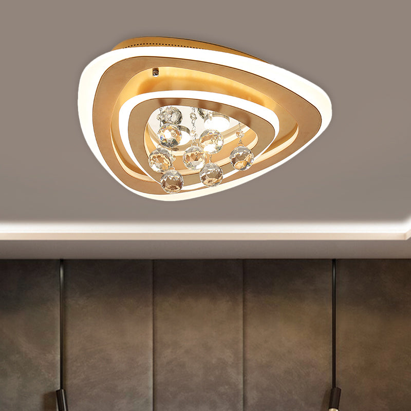 LED Parlor Flush Mount Lamp Modern Gold Close to Ceiling Lighting Fixture with Triangle/Round/Loving Heart Crystal Shade Clearhalo 'Ceiling Lights' 'Close To Ceiling Lights' 'Close to ceiling' 'Flush mount' Lighting' 1431470