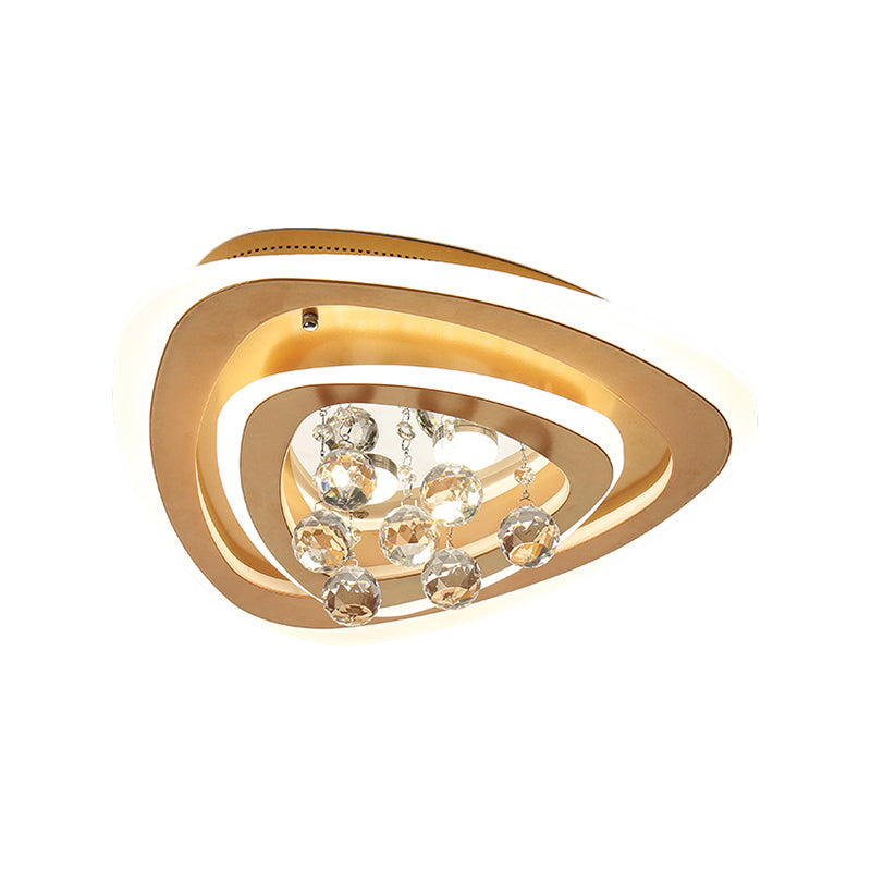 LED Parlor Flush Mount Lamp Modern Gold Close to Ceiling Lighting Fixture with Triangle/Round/Loving Heart Crystal Shade Clearhalo 'Ceiling Lights' 'Close To Ceiling Lights' 'Close to ceiling' 'Flush mount' Lighting' 1431472