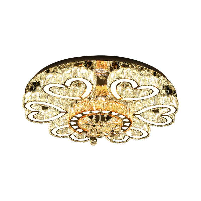 Contemporary Flush Mount Light with Crystal Block Shade Chrome Loving Heart LED Ceiling Lamp for Sitting Room Clearhalo 'Ceiling Lights' 'Close To Ceiling Lights' 'Close to ceiling' 'Flush mount' Lighting' 1431502