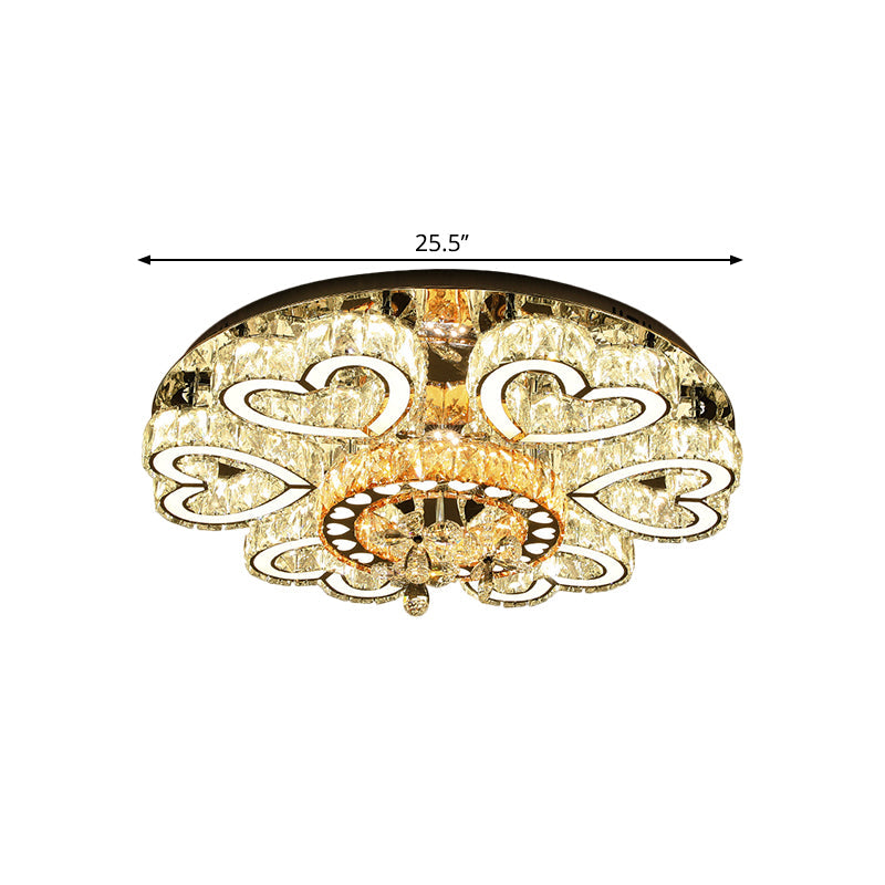 Contemporary Flush Mount Light with Crystal Block Shade Chrome Loving Heart LED Ceiling Lamp for Sitting Room Clearhalo 'Ceiling Lights' 'Close To Ceiling Lights' 'Close to ceiling' 'Flush mount' Lighting' 1431503