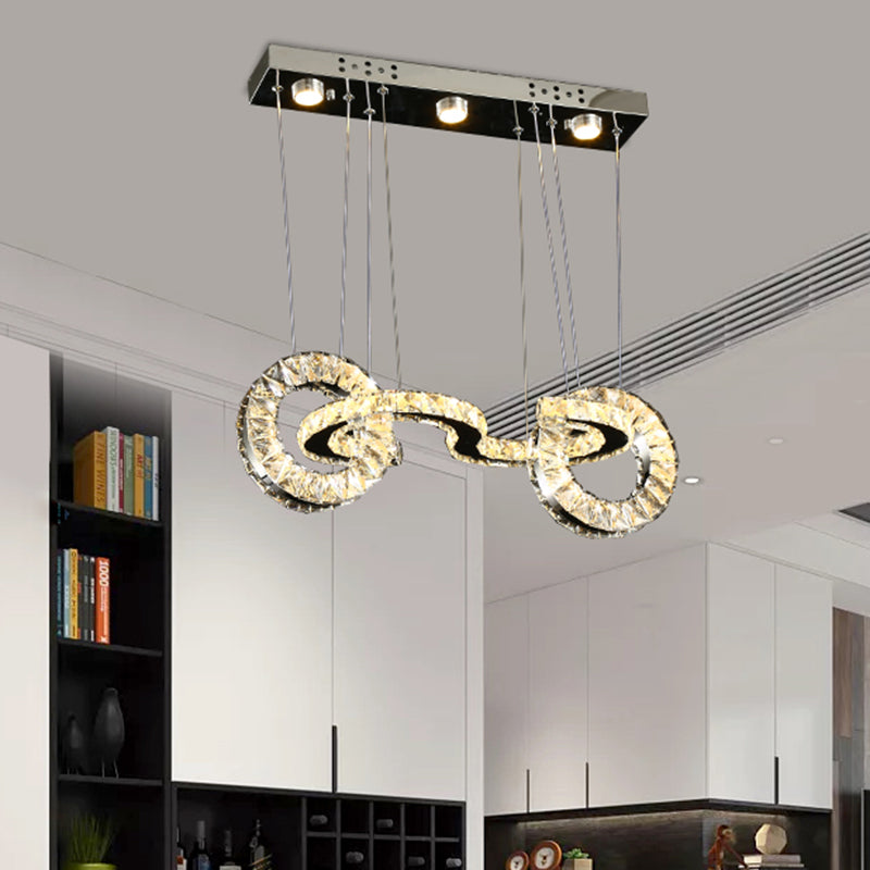 Beveled Crystal Ring LED Multi Pendant Contemporary Restaurant Ceiling Suspension Lamp in Chrome Chrome Clearhalo 'Ceiling Lights' 'Modern Pendants' 'Modern' 'Pendant Lights' 'Pendants' Lighting' 1431810