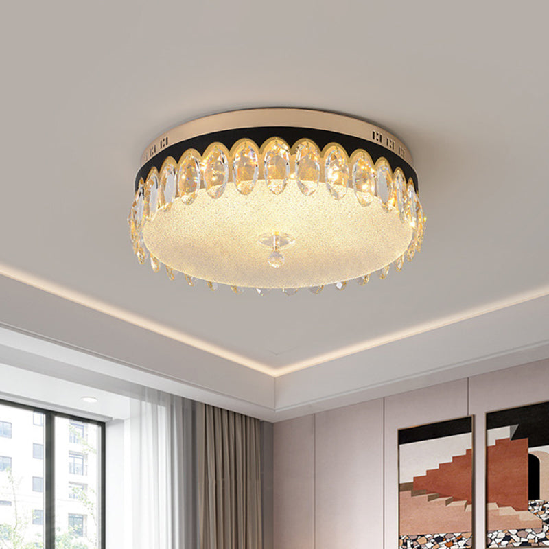 Clear Crystal Tambour Ceiling Lamp Simplicity Bedroom LED Flush-Mount Light Fixture Clear B Clearhalo 'Ceiling Lights' 'Close To Ceiling Lights' 'Close to ceiling' 'Flush mount' Lighting' 1432130