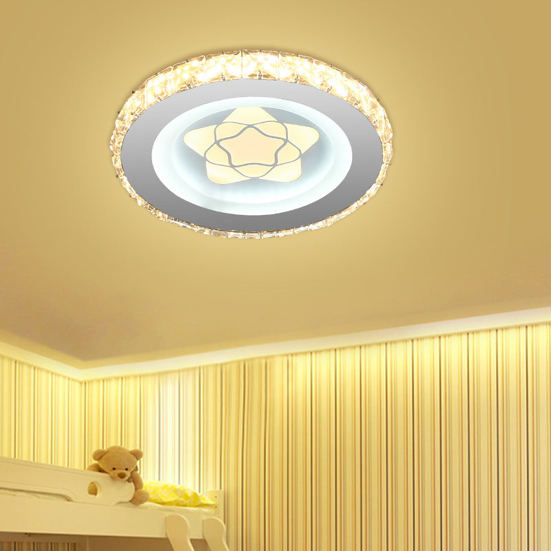 Circular Mini LED Ceiling Flush Simple Stainless Steel Crystal Flush Light Fixture for Corridor Stainless-Steel D Clearhalo 'Ceiling Lights' 'Close To Ceiling Lights' 'Close to ceiling' 'Flush mount' Lighting' 1432182
