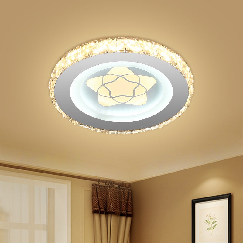 Circular Mini LED Ceiling Flush Simple Stainless Steel Crystal Flush Light Fixture for Corridor Clearhalo 'Ceiling Lights' 'Close To Ceiling Lights' 'Close to ceiling' 'Flush mount' Lighting' 1432183