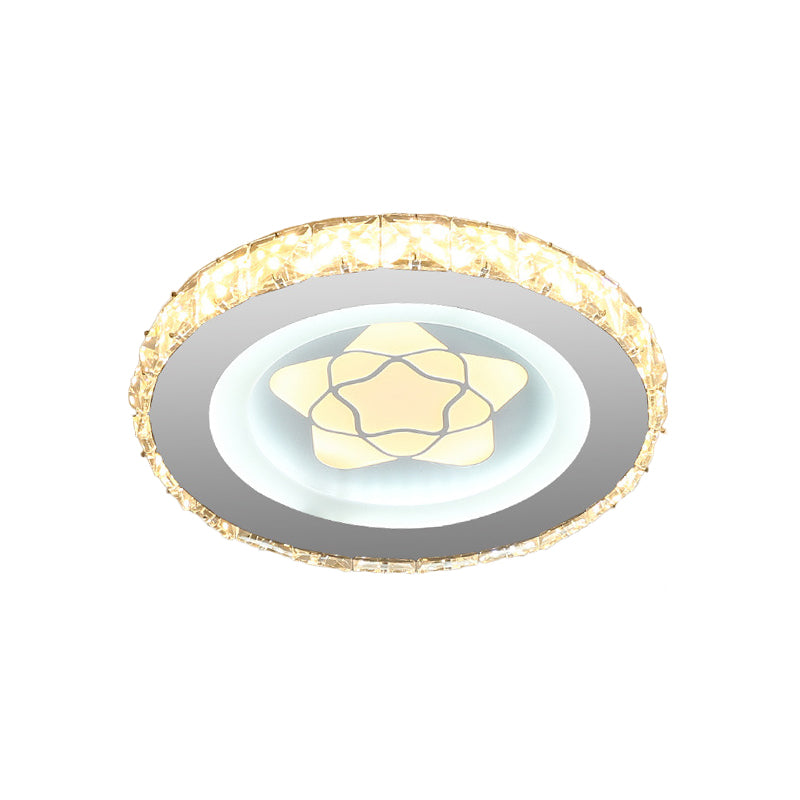 Circular Mini LED Ceiling Flush Simple Stainless Steel Crystal Flush Light Fixture for Corridor Clearhalo 'Ceiling Lights' 'Close To Ceiling Lights' 'Close to ceiling' 'Flush mount' Lighting' 1432184