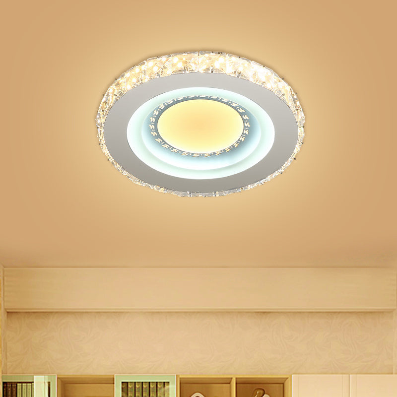 Circular Mini LED Ceiling Flush Simple Stainless Steel Crystal Flush Light Fixture for Corridor Clearhalo 'Ceiling Lights' 'Close To Ceiling Lights' 'Close to ceiling' 'Flush mount' Lighting' 1432192