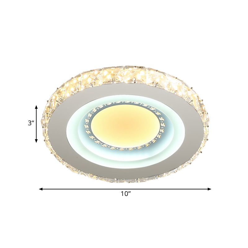 Circular Mini LED Ceiling Flush Simple Stainless Steel Crystal Flush Light Fixture for Corridor Clearhalo 'Ceiling Lights' 'Close To Ceiling Lights' 'Close to ceiling' 'Flush mount' Lighting' 1432195