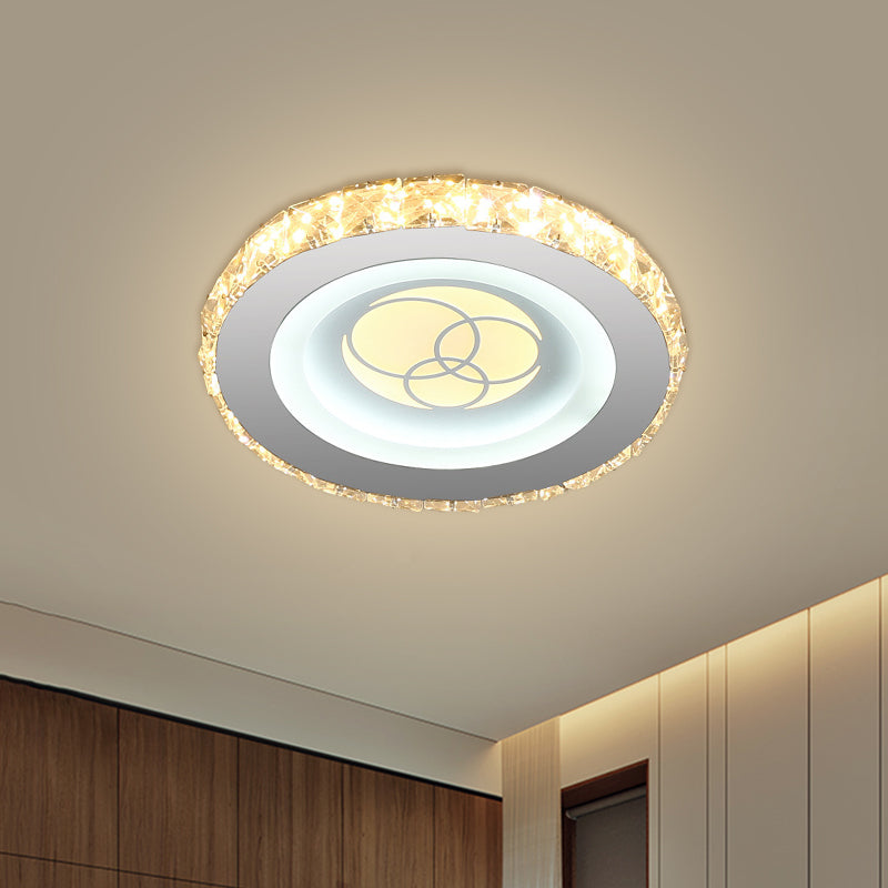 Circular Mini LED Ceiling Flush Simple Stainless Steel Crystal Flush Light Fixture for Corridor Stainless-Steel C Clearhalo 'Ceiling Lights' 'Close To Ceiling Lights' 'Close to ceiling' 'Flush mount' Lighting' 1432196