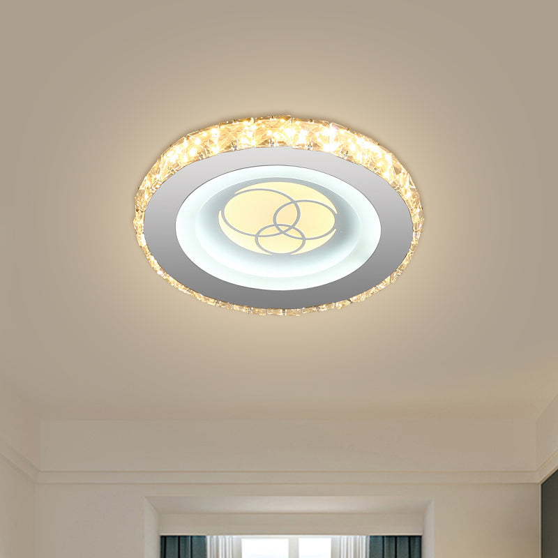 Circular Mini LED Ceiling Flush Simple Stainless Steel Crystal Flush Light Fixture for Corridor Clearhalo 'Ceiling Lights' 'Close To Ceiling Lights' 'Close to ceiling' 'Flush mount' Lighting' 1432198