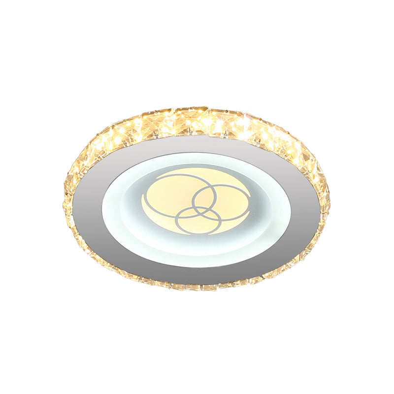 Circular Mini LED Ceiling Flush Simple Stainless Steel Crystal Flush Light Fixture for Corridor Clearhalo 'Ceiling Lights' 'Close To Ceiling Lights' 'Close to ceiling' 'Flush mount' Lighting' 1432199