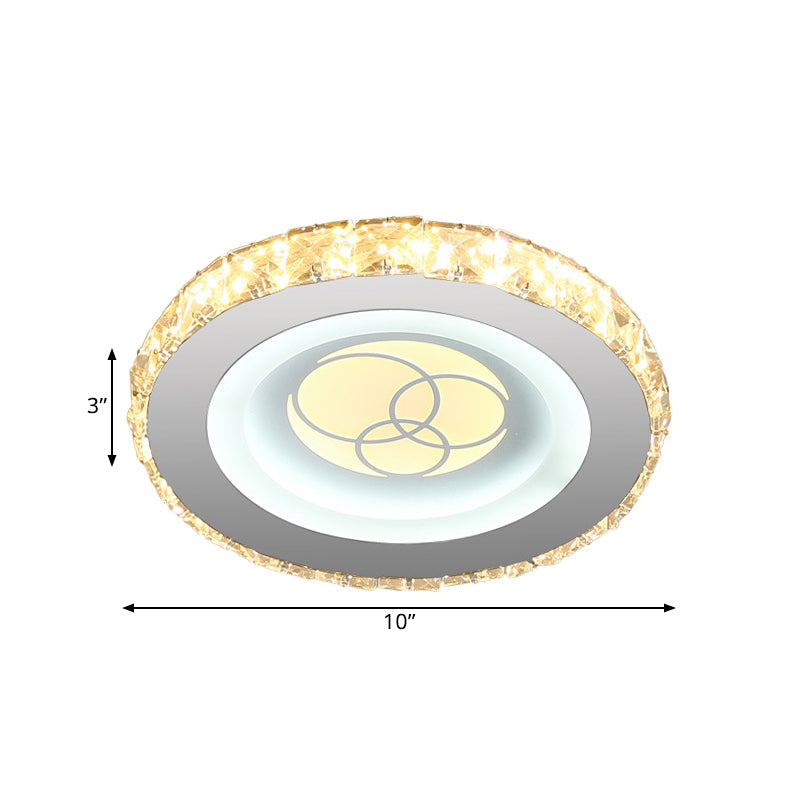 Circular Mini LED Ceiling Flush Simple Stainless Steel Crystal Flush Light Fixture for Corridor Clearhalo 'Ceiling Lights' 'Close To Ceiling Lights' 'Close to ceiling' 'Flush mount' Lighting' 1432200