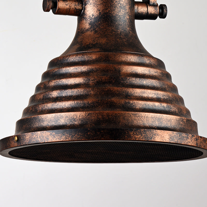 Bronze/Rust/Chrome Finish 1 Head Pendant Lamp Industrial Metallic cone Hanging Ceiling Light, 14"/16" Width Clearhalo 'Art Deco Pendants' 'Cast Iron' 'Ceiling Lights' 'Ceramic' 'Crystal' 'Industrial Pendants' 'Industrial' 'Metal' 'Middle Century Pendants' 'Pendant Lights' 'Pendants' 'Tiffany' Lighting' 143230