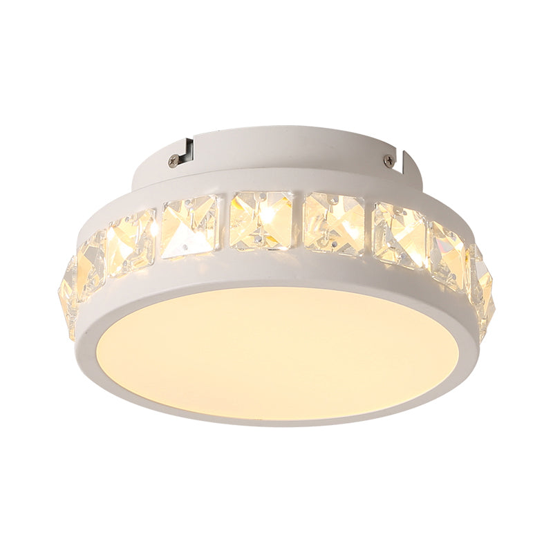 Round Corridor Ceiling Lamp Simple Beveled Crystal Embedded White LED Flush Mounted Light Clearhalo 'Ceiling Lights' 'Close To Ceiling Lights' 'Close to ceiling' 'Flush mount' Lighting' 1432359