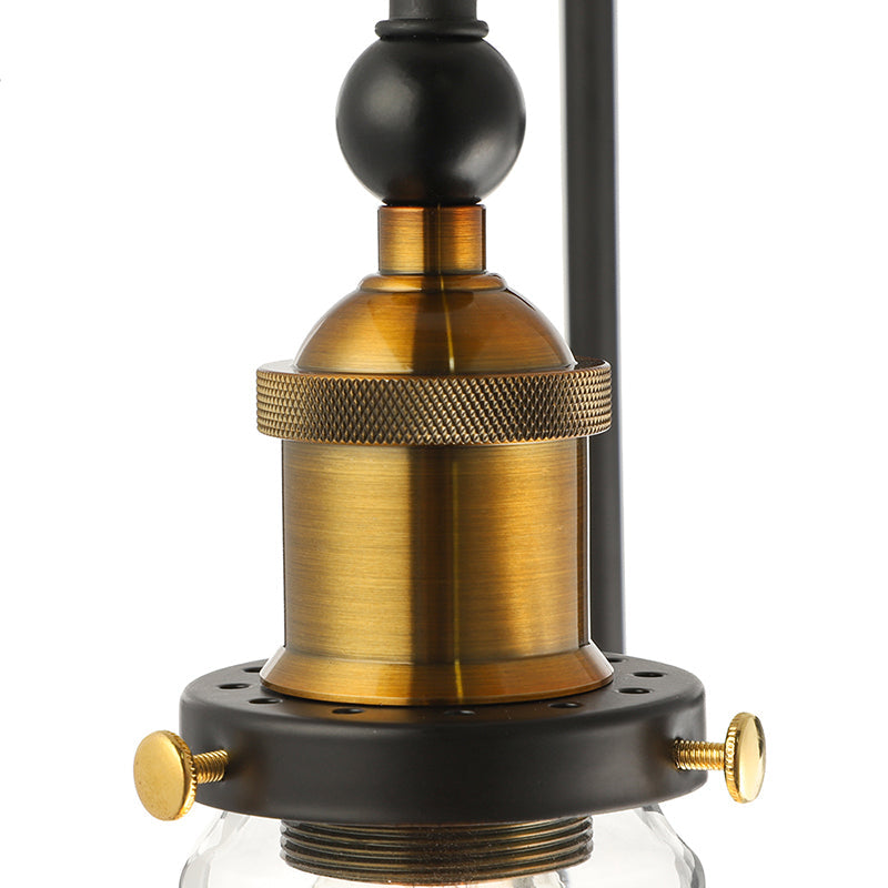 1 Bulb Barn Wall Mounted Light Fixture Industrial Antique Brass Clear Glass Lighting with Gooseneck Arm Clearhalo 'Cast Iron' 'Glass' 'Industrial wall lights' 'Industrial' 'Middle century wall lights' 'Modern' 'Tiffany' 'Traditional wall lights' 'Wall Lamps & Sconces' 'Wall Lights' Lighting' 143248