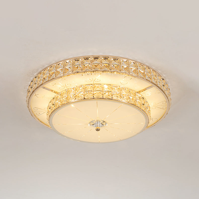 Modern Flower/Round Flush Ceiling Light Clear Beveled Crystals LED Lighting Fixture in Champagne for Parlor Clearhalo 'Ceiling Lights' 'Close To Ceiling Lights' 'Close to ceiling' 'Flush mount' Lighting' 1433395