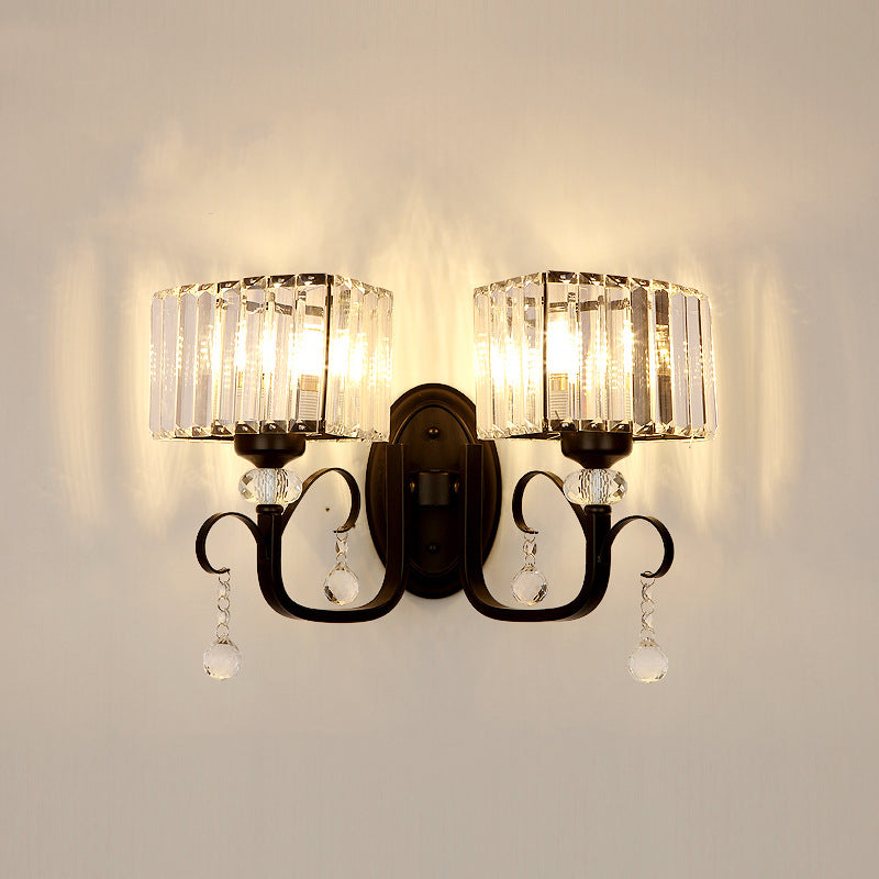 1/2-Bulb Metal Wall Sconce Light Contemporary Black Scrolling Arm Corridor Wall Mounted Lamp Clearhalo 'Modern wall lights' 'Modern' 'Wall Lamps & Sconces' 'Wall Lights' Lighting' 1433474