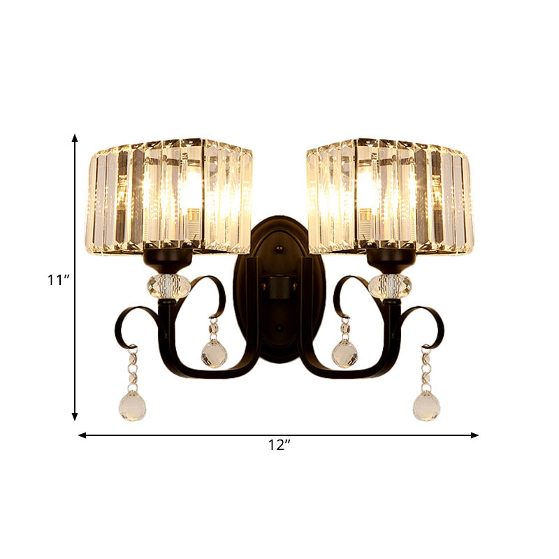 1/2-Bulb Metal Wall Sconce Light Contemporary Black Scrolling Arm Corridor Wall Mounted Lamp Clearhalo 'Modern wall lights' 'Modern' 'Wall Lamps & Sconces' 'Wall Lights' Lighting' 1433475