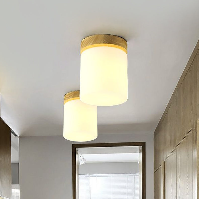 Frosted Glass Geometric Flush Mount Light Nordic 1 Light Flush Ceiling Light Fixture in White for Corridor Clearhalo 'Ceiling Lights' 'Close To Ceiling Lights' 'Close to ceiling' 'Flush mount' Lighting' 1434044