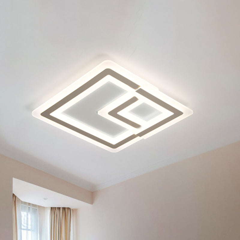 16"/19.5"/25" W Nordic Square Led Flush Mount Lamp Led Metal and Acrylic White Ceiling Flush Mount in Warm/White Clearhalo 'Ceiling Lights' 'Close To Ceiling Lights' 'Close to ceiling' 'Flush mount' Lighting' 1434192